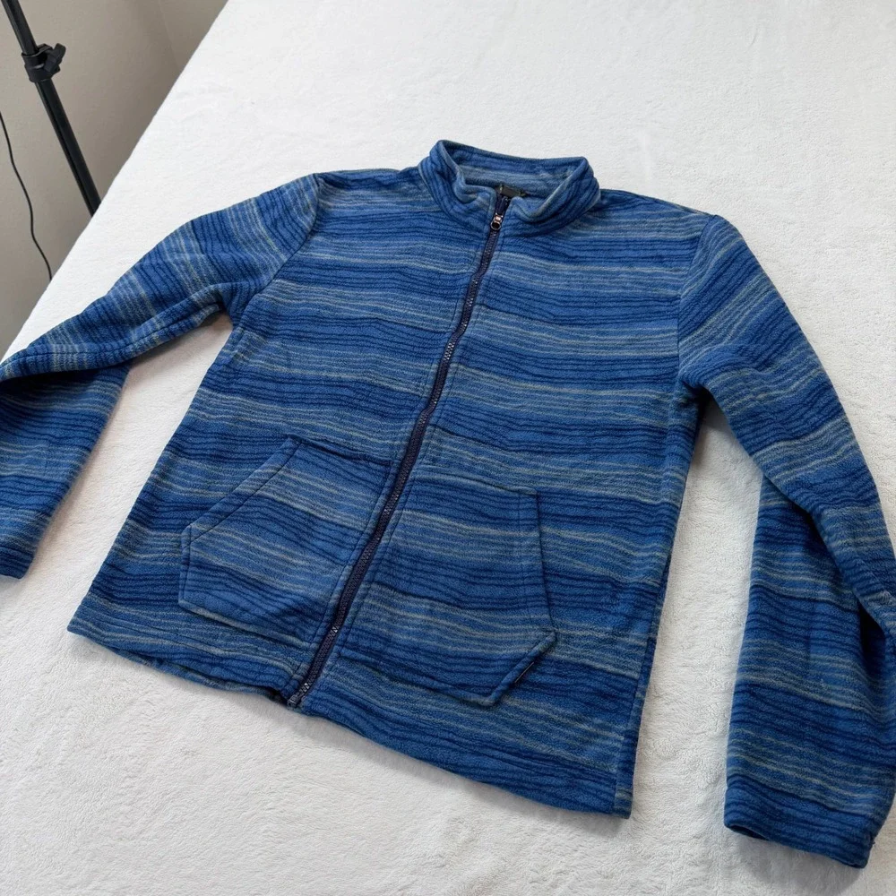 Eddie Bauer Fleece Jacket Kids L 14/16 Blue Good Striped Full Zip E9330W561